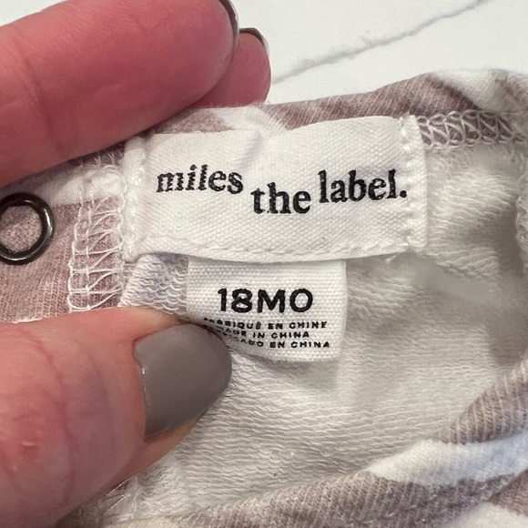 MILES‎ THE LABEL BABY Long Sleeve Striped Romper, Pink, 18m - Picture 7 of 7